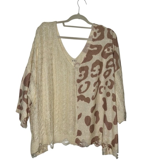 POL Cream and Brown Knit Sweater size L - Picture 2 of 8